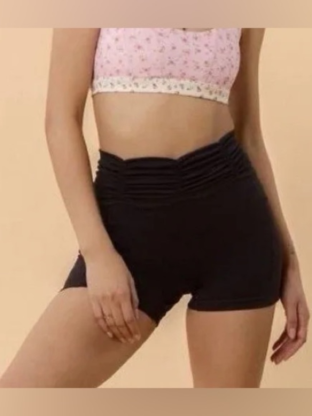 Blogilates High-Waist Black Ruched Waist Shorts